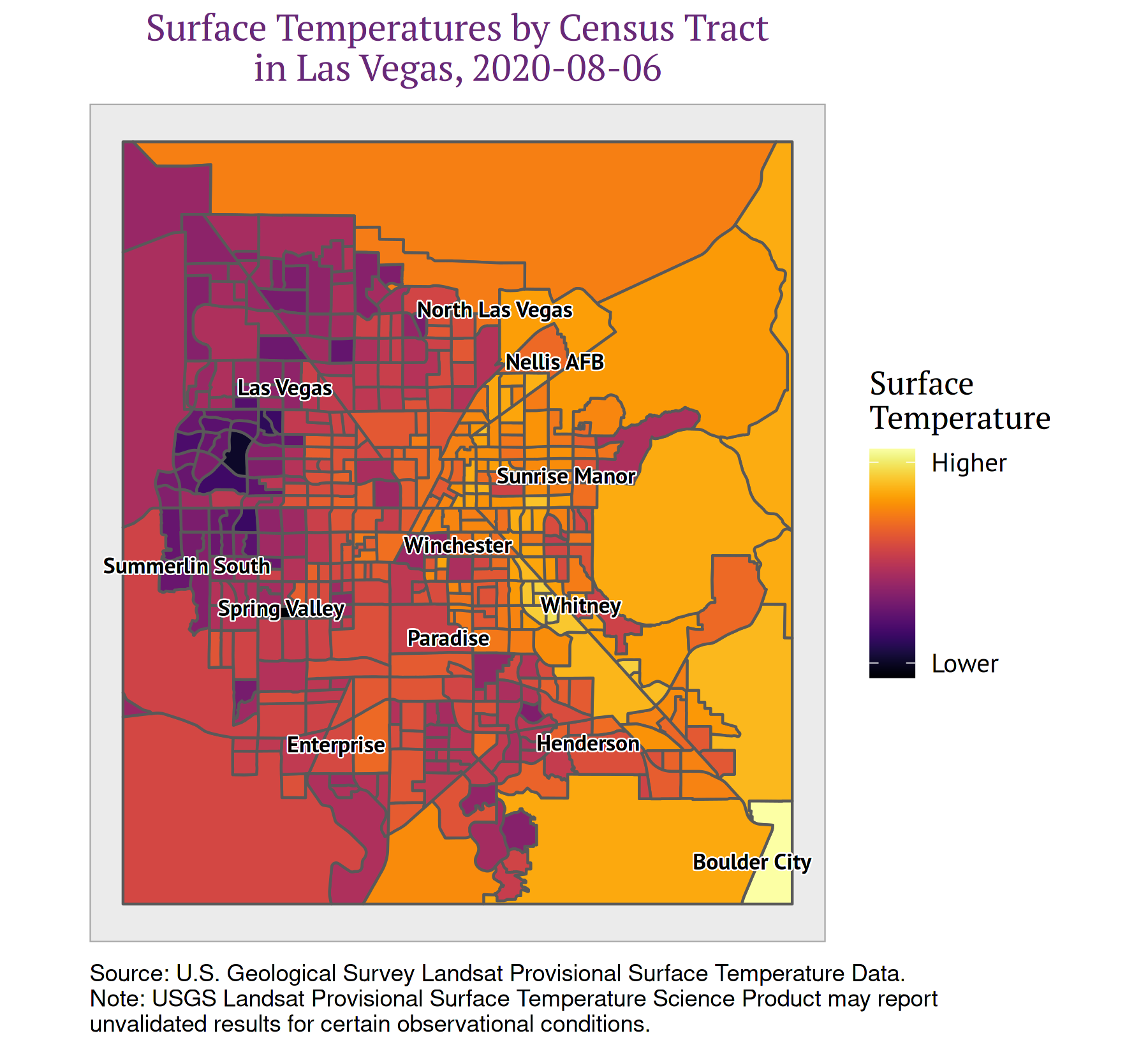 Figure 1: Visualizing Urban Heat by Census Tract in Las Vegas, Nevada