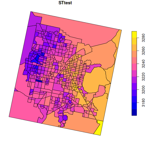 Figure 2: Average Surface Temperatures by Census Tract in Las Vegas, Nevada (tenths of a degree Kelvin)