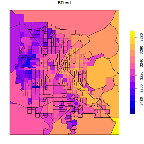 Figure 3: Re-projected Map of Surface Temperatures by Census Tract